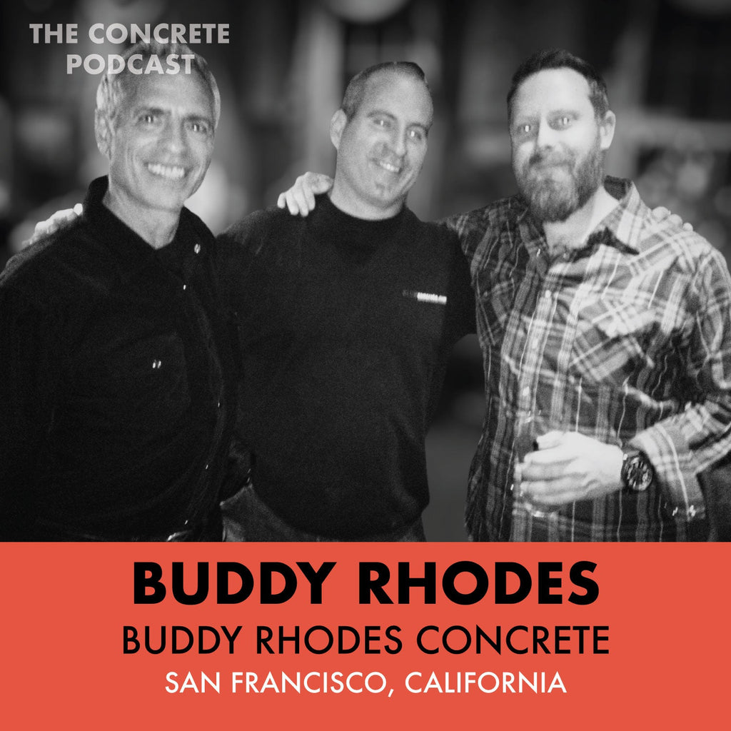 Buddy Rhodes discussing the importance of community support and shared knowledge in the concrete industry with Jon and BG.