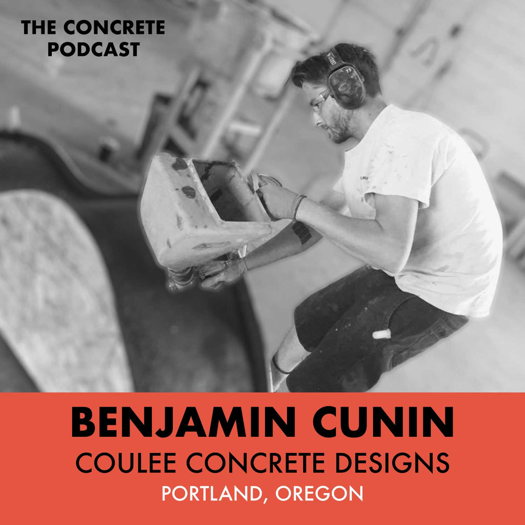Benjamin Cunin of Coulee Concrete Designs applying a fresh sealer to a concrete countertop, highlighting the importance of maintenance and client care.