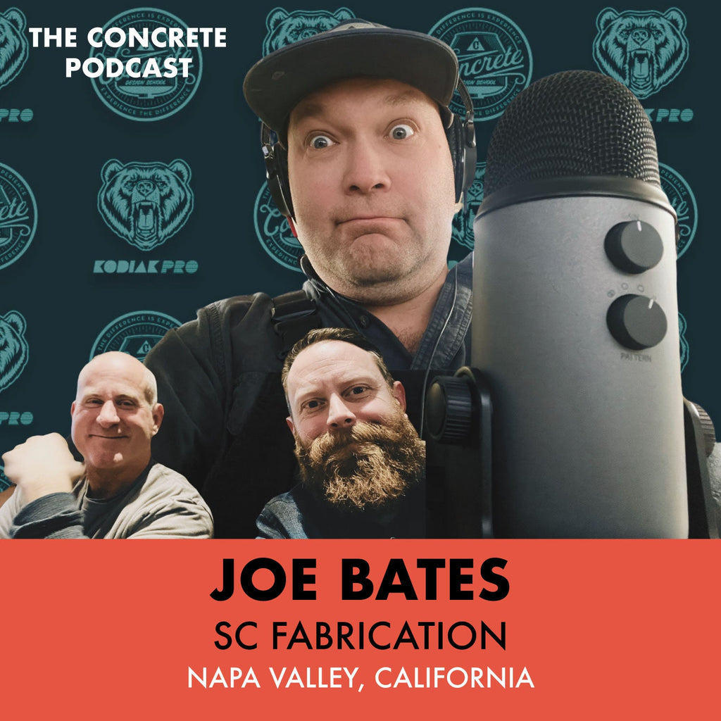 Joe Bates of SC Fabrication demonstrating pigment loading and proper mixing techniques for concrete countertops and furniture.
