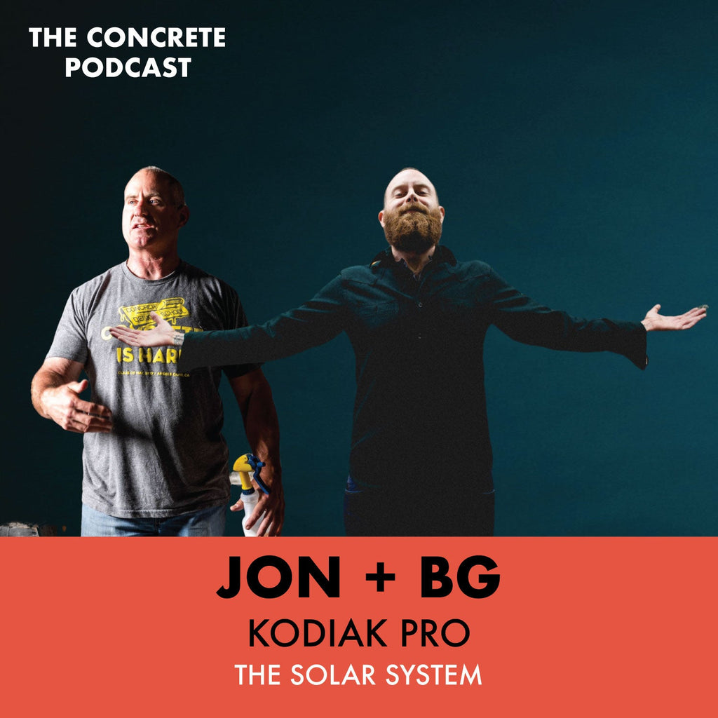 Jon and BG demonstrating mold preparation techniques to prevent pinners in concrete casting projects.