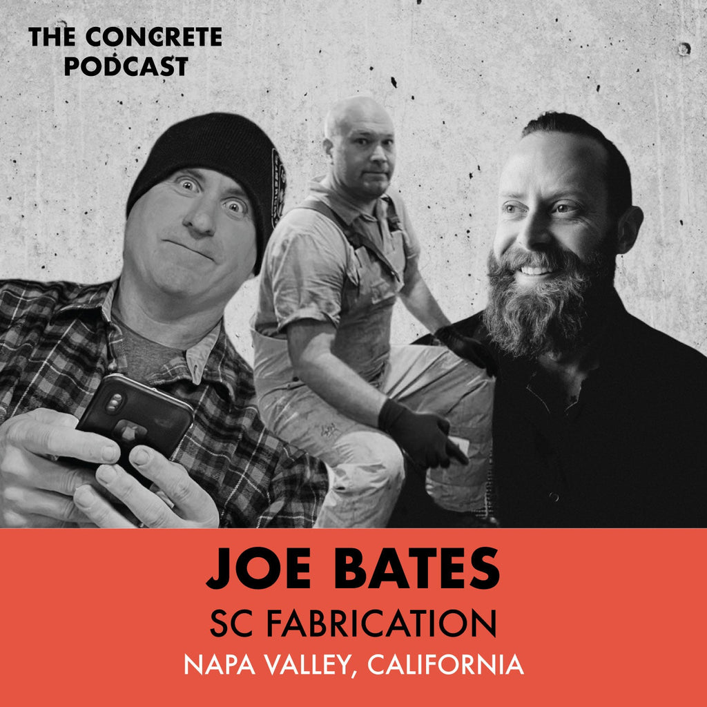 Joe Bates of SC Fabrication applying high-spray GFRC techniques using Maker Mix on a custom concrete sink.
