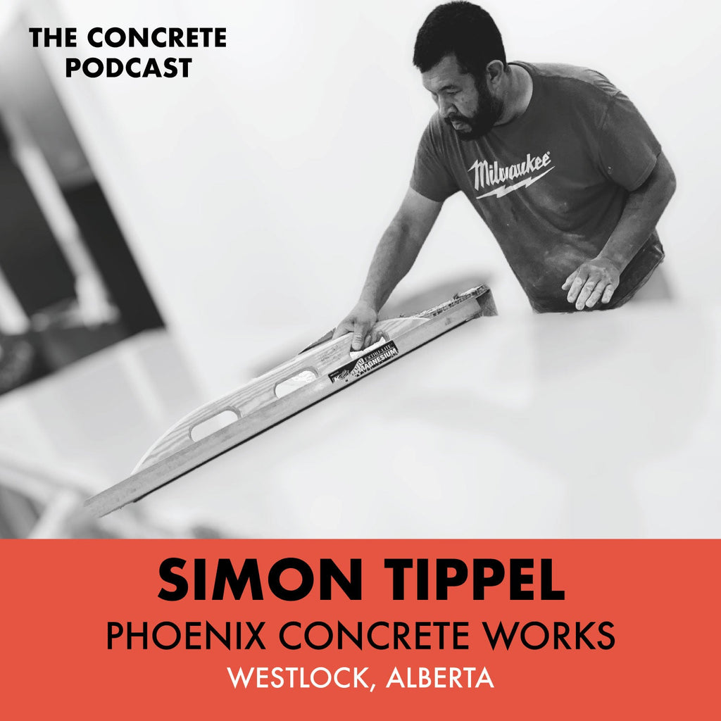 Simon Tippel of Phoenix Concrete Works analyzing TEC 10 concrete mix for countertop applications.